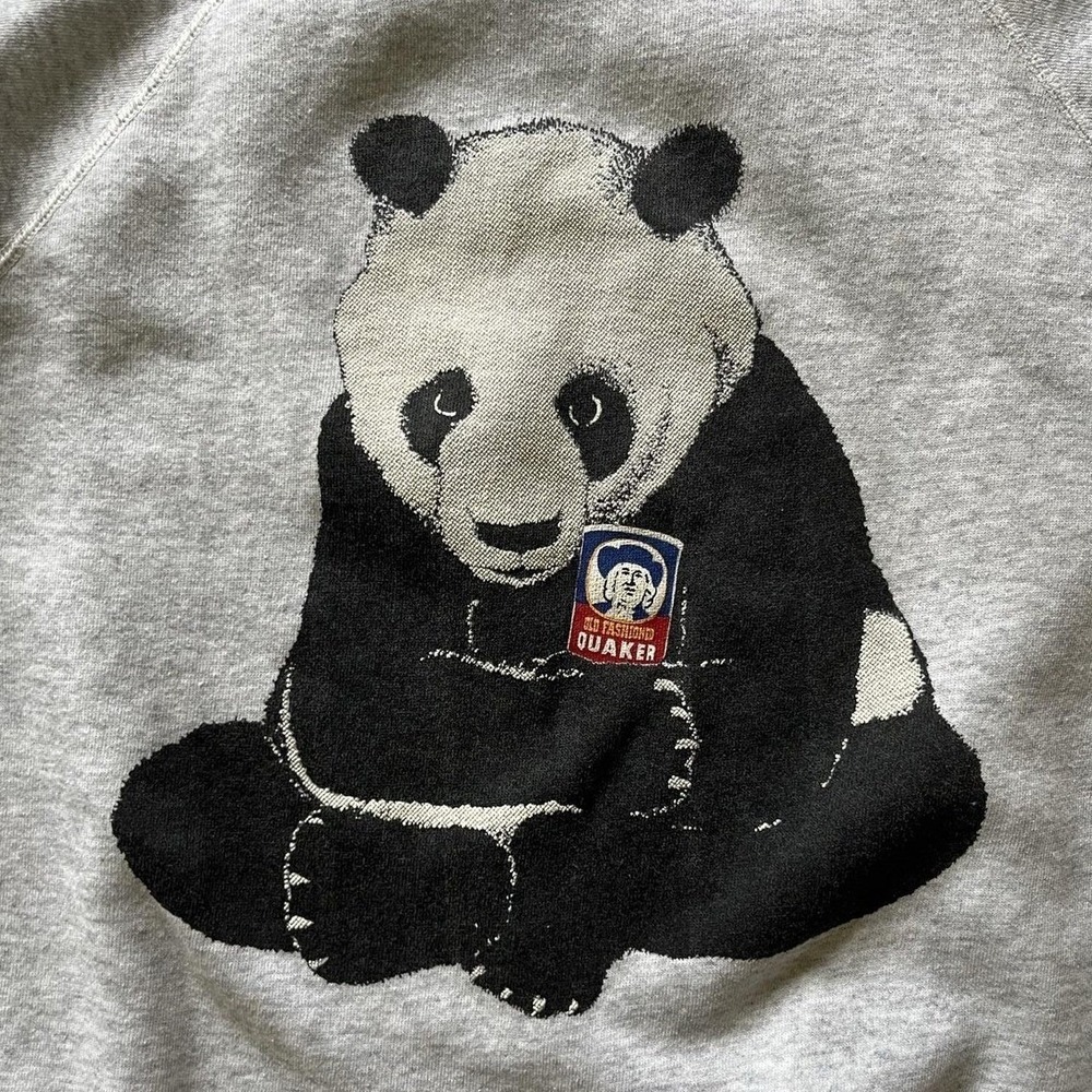 Jerzees Sweatshirt Mens XL Gray Crewneck Panda Quaker Oats Graphic Fleece USA - Picture 2 of 6